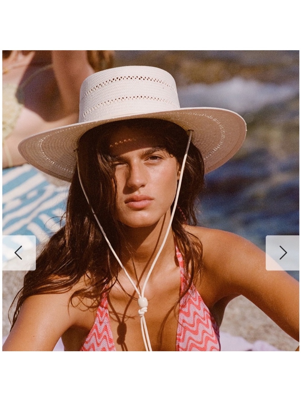 Lack Of Color White Wide-Brim Straw Hat with Chin Cord